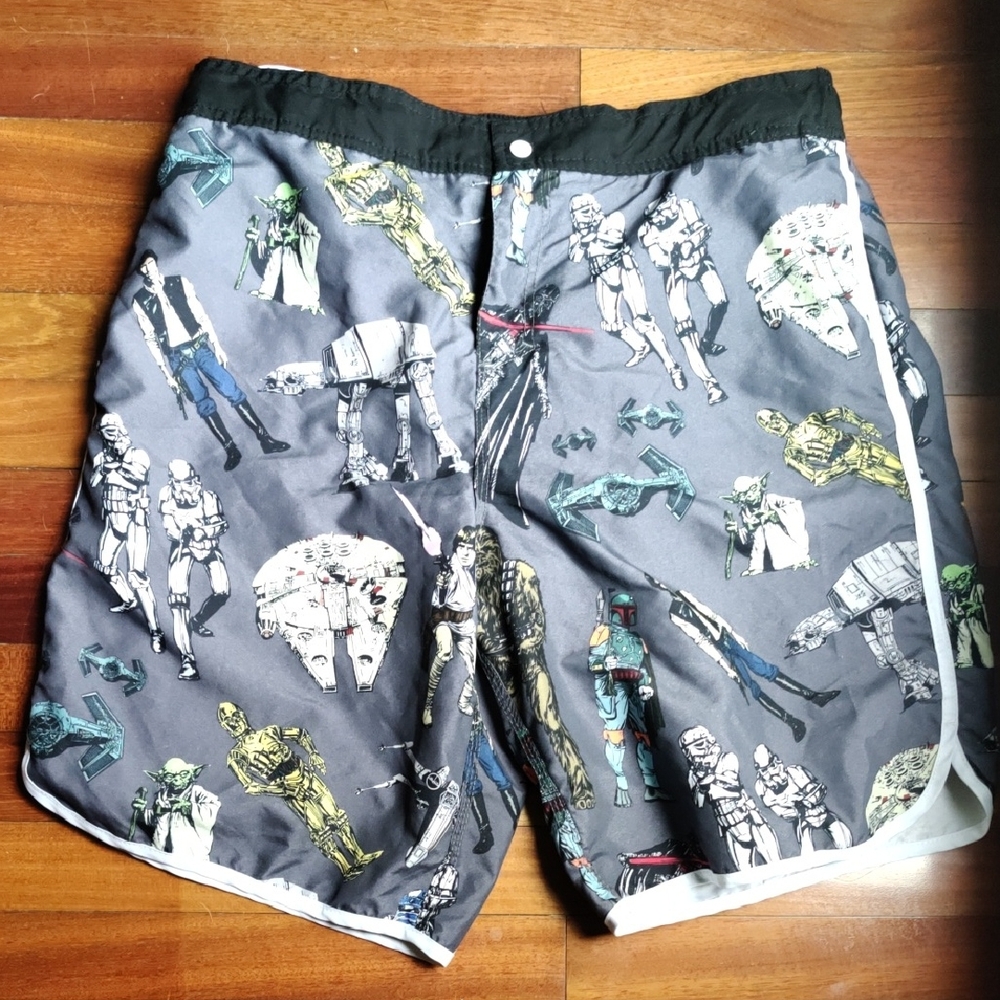 Star Wars Men's Swim Shorts - Gray and Black